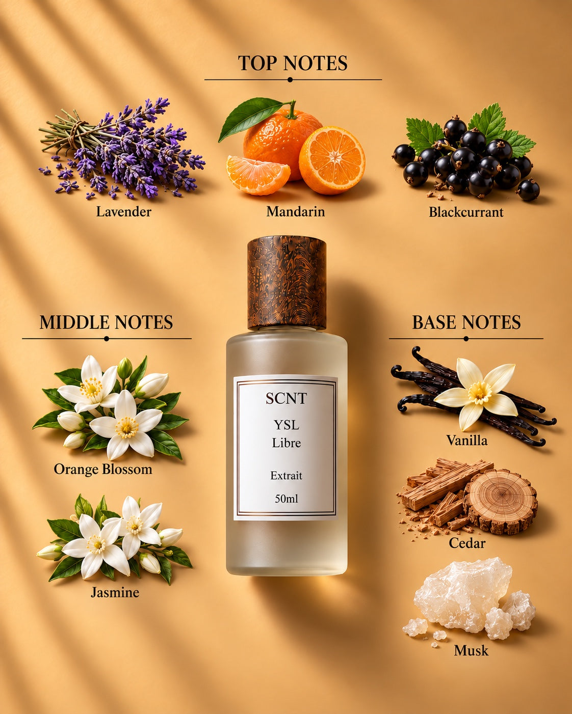SCNT Libre Extrait 50ml — top, middle and base notes
